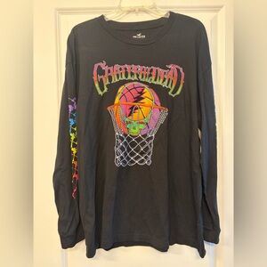 Grateful Dead Long Sleeve T-Shirt Hollister Basketball Oversized Fit Large Vntg